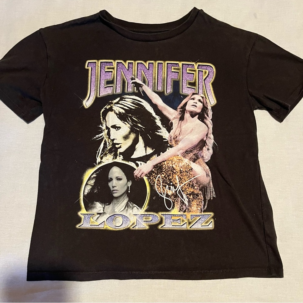 Jennifer Lopez Womens T Shirt Black Small Short Sleeve